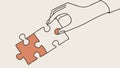 Hands Assembling Puzzle Pieces, Completion and Unity, vector design Generative AI Royalty Free Stock Photo