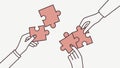 Hands Assembling Puzzle Pieces, Problem Solving and Unity, vector design Generative AI Royalty Free Stock Photo