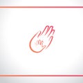 Hands baby and adult. Mother and child. Father and baby. Parent and kid. Maternity, parenting or help for children. Logo