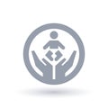 Hands and baby icon. Infant symbol. Newborn sign.