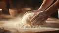 the hands of the baker, the precision and beauty of dough preparation for holiday bread or pastries. the texture of the