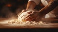 the hands of the baker, the precision and beauty of dough preparation for holiday bread or pastries. the texture of the