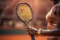 the hands of a black female athlete,holding a tennis racket,close-up,the concept of sports news and the Olympic Games