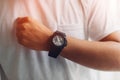 black watches of young men who like time concept watches