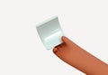 In the hands of blank sheet of paper. Holds in hands empty ticket template for text. Realistic 3d design. Vector Royalty Free Stock Photo