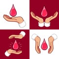 hands with drop of blood donors symbol Royalty Free Stock Photo