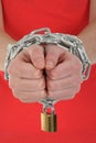 Hands Bound by Chain Royalty Free Stock Photo