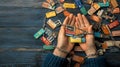 Hands bound by chains of credit cards, representing debt bondage Royalty Free Stock Photo