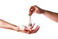 Hands with brass keys Royalty Free Stock Photo