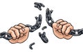 Hands Breaking Chain Links Freedom Design Royalty Free Stock Photo