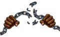 Hands Breaking Chain Links Freedom Design Royalty Free Stock Photo