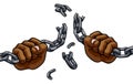 Hands Breaking Chain Links Freedom Design Royalty Free Stock Photo