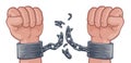 Hands Breaking Chain Shackles Cuffs Freedom Design Royalty Free Stock Photo