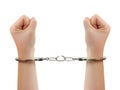 Hands and breaking handcuffs Royalty Free Stock Photo