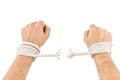 Hands and breaking rope Royalty Free Stock Photo