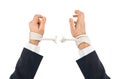 Hands and breaking rope Royalty Free Stock Photo