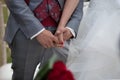 Hands of bride and groom with wedding rings Royalty Free Stock Photo