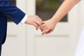 Hands of bride and groom with wedding rings Royalty Free Stock Photo