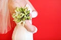 Hands of bride hold bouquet Royalty Free Stock Photo