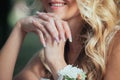 Hands bride with manicure Royalty Free Stock Photo