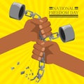Hands broken of chain to celebrate freedom day