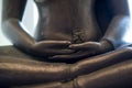 The hands of a Buddha statue in meditation Royalty Free Stock Photo