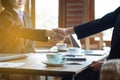 Hands of business asian woman cooperate on conference table,successful business concept Royalty Free Stock Photo