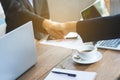 Hands of business asian woman cooperate on conference table,successful business concept Royalty Free Stock Photo