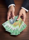 Australia Australian Hands Business Money Dollars Superannuation Royalty Free Stock Photo