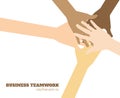 Hands business teamwork vector flat design element. Royalty Free Stock Photo