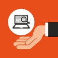 Hands businessman data laptop binary search