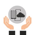 Hands businessman data smartphone cloud