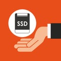 Hands businessman data ssd card