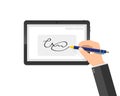 Modern handwritten digital signature on tablet. Vector illustration