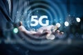 In the hands of a businessman 5g .