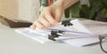 Hands of businessman hold pen for work Royalty Free Stock Photo