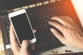 Hands of a businessman typing on a computer or laptop keyboard a Royalty Free Stock Photo