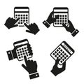 Hands with calculators vector icons Royalty Free Stock Photo