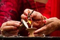 Hands and candle blessings, Teej festival, Durbar Square, Kathma