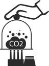 Hands capture co2 cloud icon, co2 cloud icon, co2 hand capture black vector icon