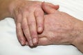 Hands of a care-dependent person Royalty Free Stock Photo