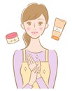 Hands care young woman illustration. Beauty and healthy skin care concept