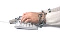 Hands chained to keyboard Royalty Free Stock Photo