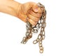 Hands in chains isolated on white background Royalty Free Stock Photo