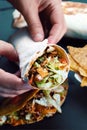 Hands of chef holding burrito Royalty Free Stock Photo