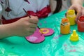 Hands of a child engaged in creativity Royalty Free Stock Photo