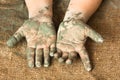 Hands of child after working with clay Royalty Free Stock Photo