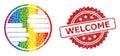 Grunge Welcome Stamp and Bright Colored Hands Circle Mosaic Royalty Free Stock Photo