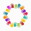 Hands in circle. Concept of group of children, people and union