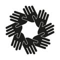 Hands circle icon. Unity symbol. Cooperation graphic. Vector teamwork.
